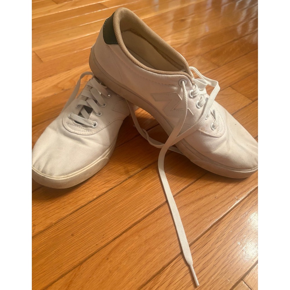 New Balance 55 Low Profile White Canvas Sneakers Green Heel Tab Mens Shoes